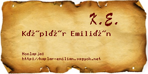 Káplár Emilián névjegykártya